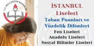 İstanbul Liseleri Taban Puanları ve Yüzdelik Dilimleri